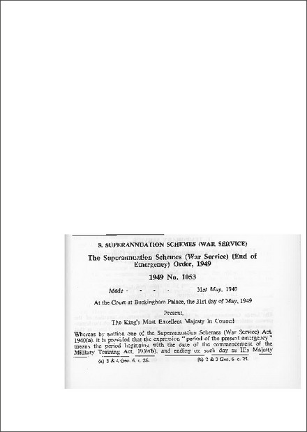 The Superannuation Schemes (War Service) (End of Emergency) Order,1949
