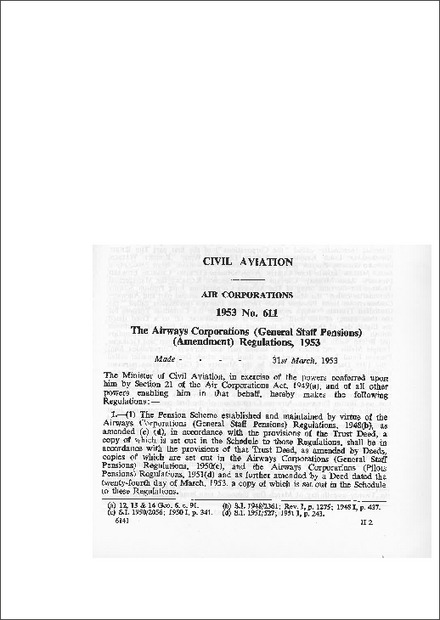 The Airways Corporations (General Staff Pensions) (Amendment) Regulations, 1953