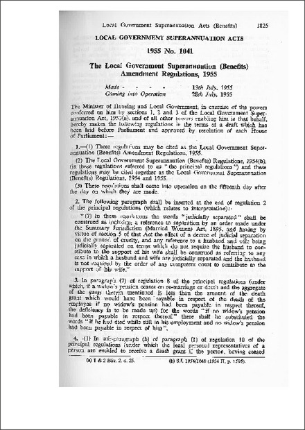 The Local Government Superannuation (Benefits) Amendment Regulations,1955