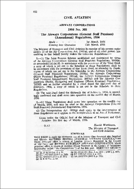 The Airways Corporations (General Staff Pensions) (Amendment) Regulations, 1956