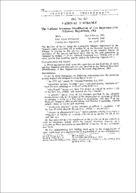 The National Insurance (Modification of Gas Superannuation Schemes) Regulations, 1961