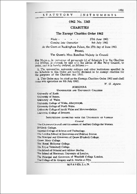 The Exempt Charities Order 1962