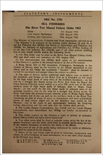 The River Taw Mussel Fishery Order 1962