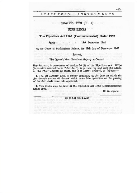 The Pipe-lines Act 1962 (Commencement) Order 1962