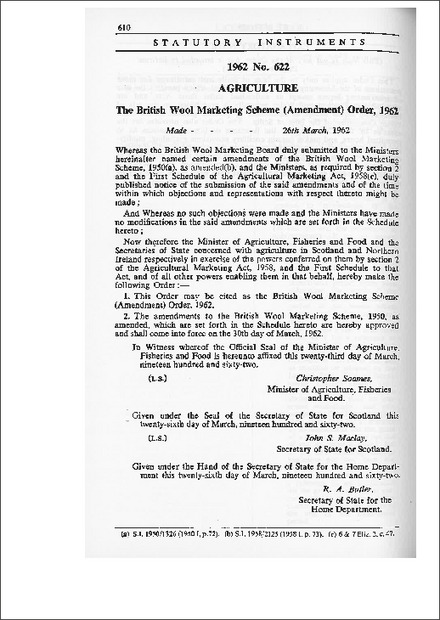 The British Wool Marketing Scheme (Amendment) Order,1962