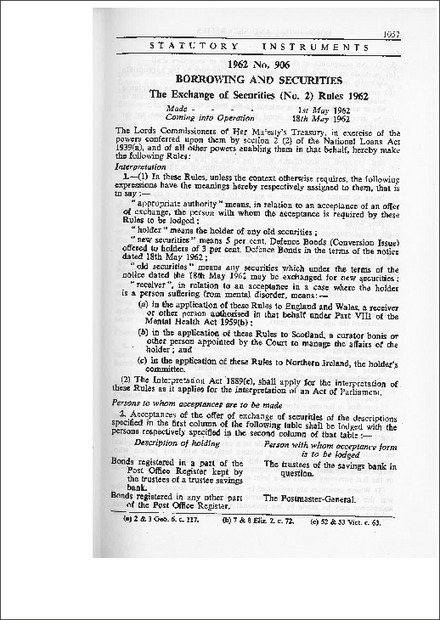 The Exchange of Securities (No.2) Rules 1962