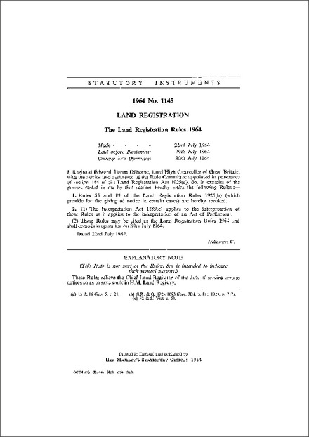 The Land Registration Rules 1964