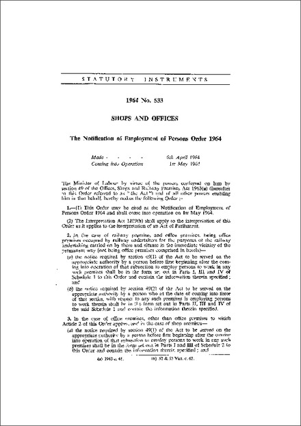 The Notification of Employment of Persons Order 1964