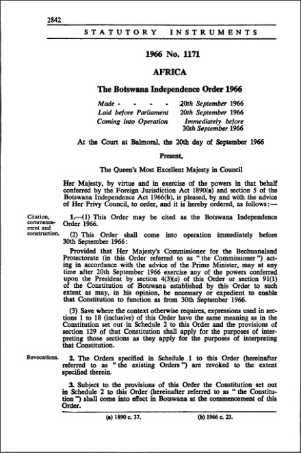 The Botswana Independence Order 1966