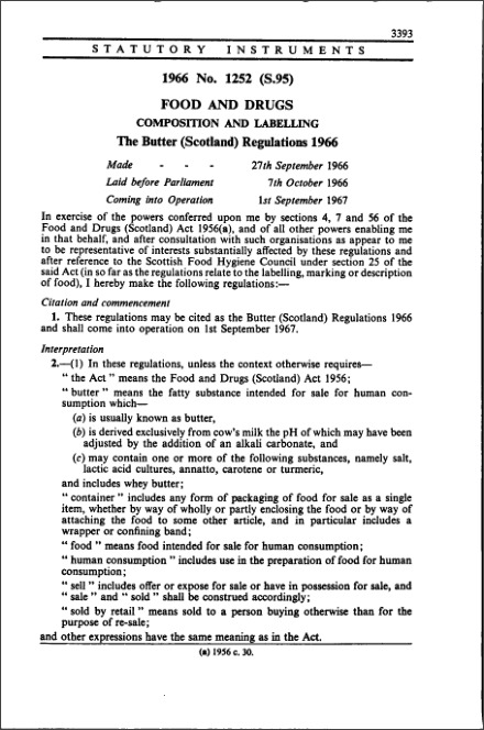 The Butter (Scotland) Regulations 1966