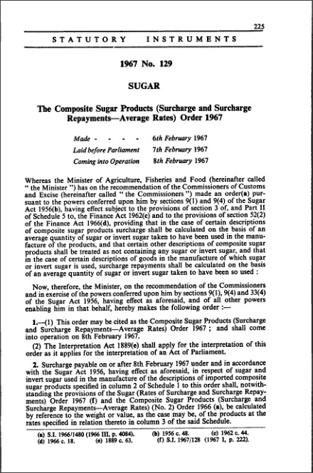 The Composite Sugar Products (Surcharge and Surcharge Repayments-Average Rates) Order 1967