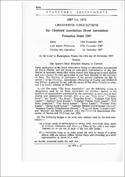 The Chartered Associations (Scout Association) Protection Order 1967