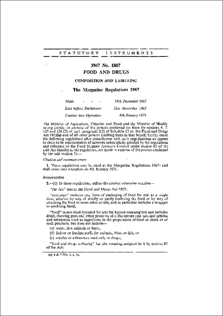 The Margarine Regulations 1967