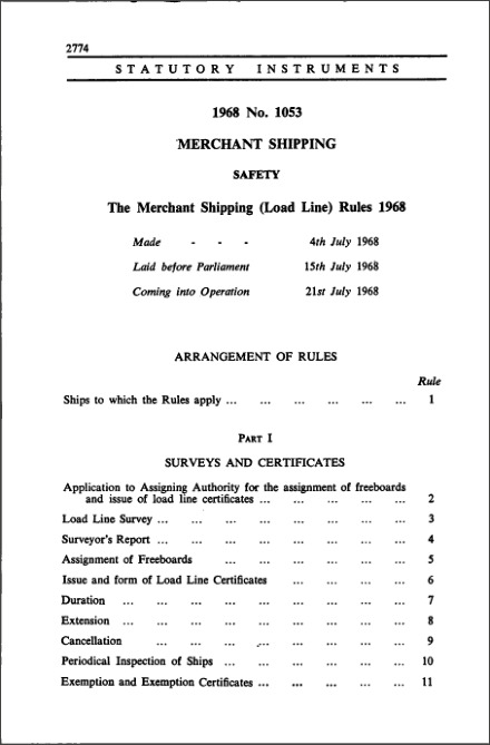 The Merchant Shipping (Load Line) Rules 1968