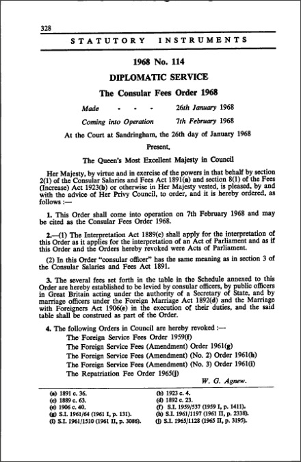The Consular Fees Order 1968