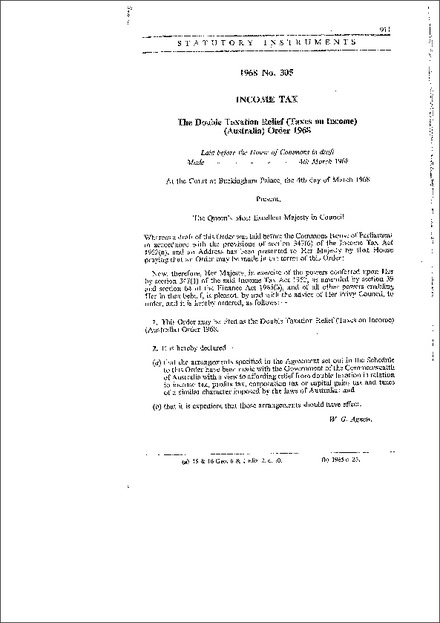 The Double Taxation Relief (Taxes on Income) (Australia) Order 1968