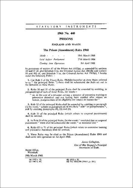 The Prison (Amendment) Rules 1968