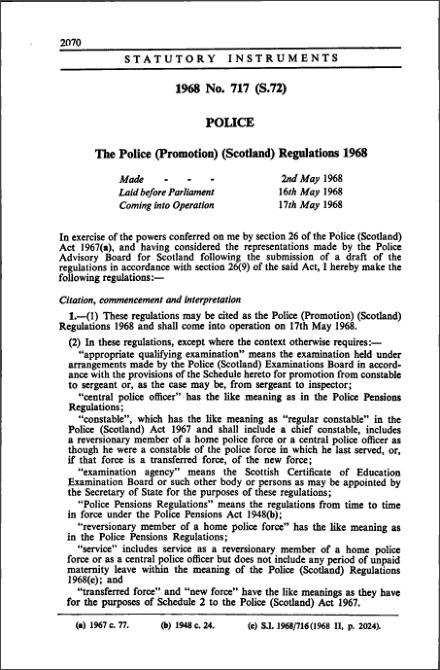 The Police (Promotion) (Scotland) Regulations 1968