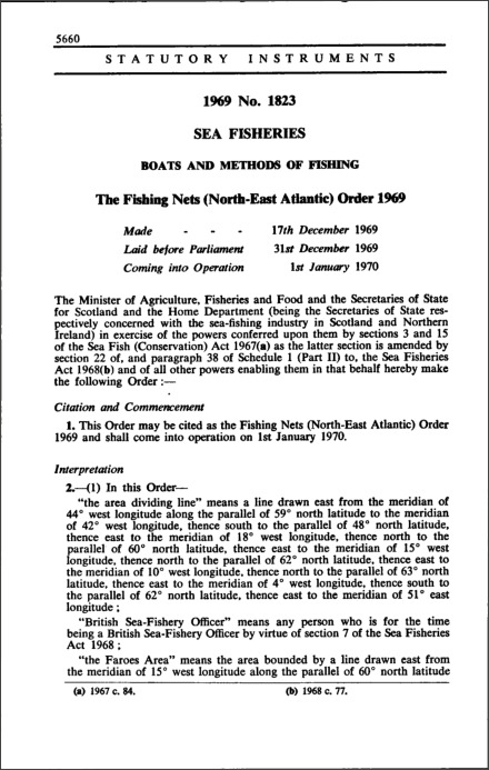 The Fishing Nets (North-East Atlantic) Order 1969