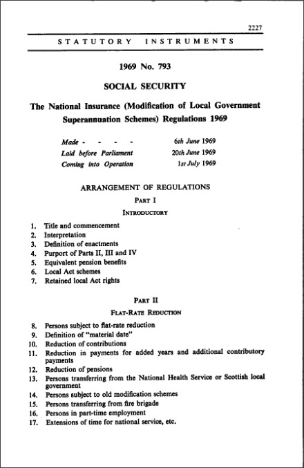 The National Insurance (Modification of Local Government Superannuation Schemes) Regulations 1969