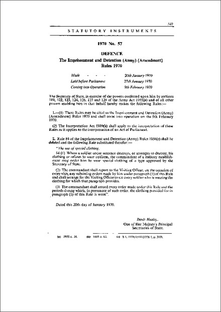 The Imprisonment and Detention (Army) (Amendment) Rules 1970