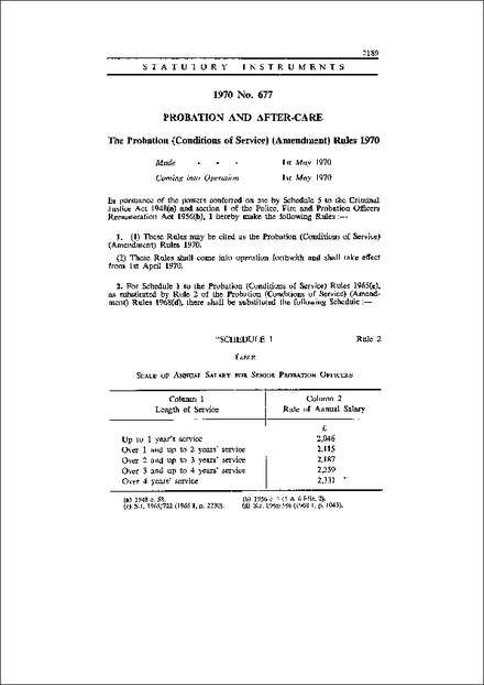 The Probation (Conditions of Service) (Amendment) Rules 1970