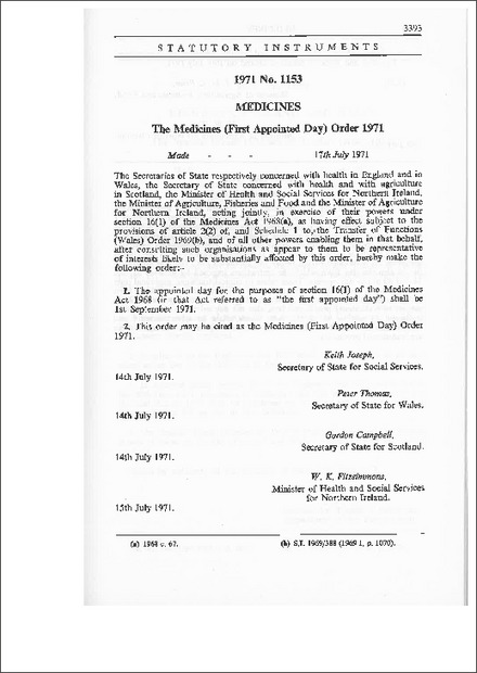 The Medicines (First Appointed Day) Order 1971