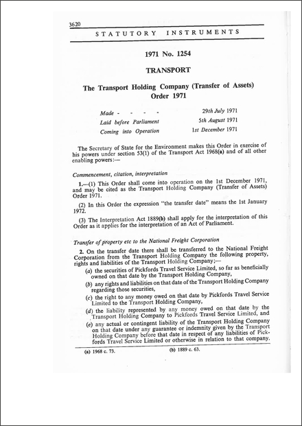 Transport Holding Company (Transfer of Assets) Order 1971