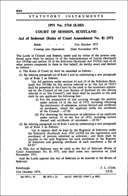 Act of Sederunt (Rules of Court Amendment No. 8) 1971