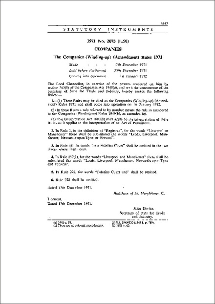 The Companies (Winding-up) (Amendment) Rules 1971
