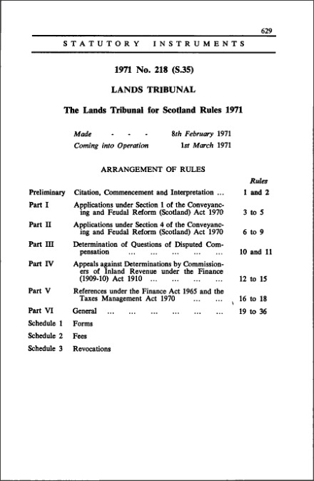 The Lands Tribunal for Scotland Rules 1971
