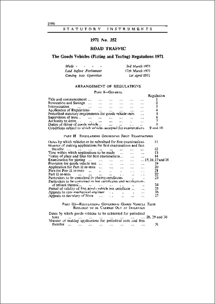 The Goods Vehicles (Plating and Testing) Regulations 1971