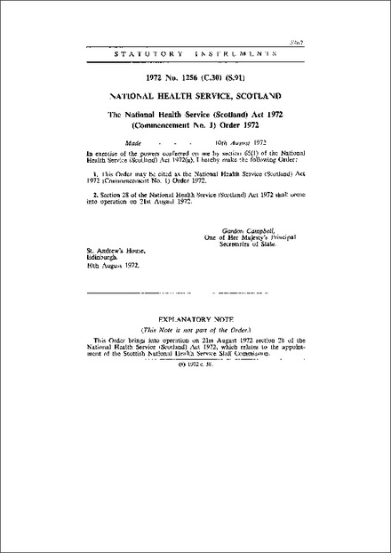 The National Health Service (Scotland) Act 1972 (Commencement No. 1) Order 1972