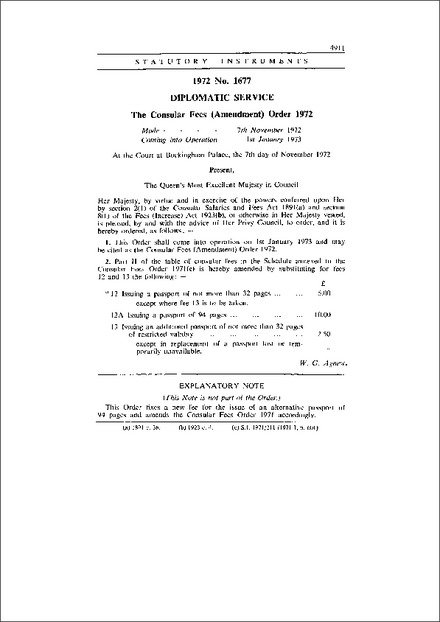The Consular Fees (Amendment) Order 1972