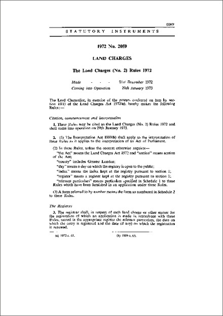 The Land Charges (No. 2) Rules 1972