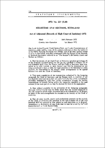 Act of Adjournal (Records of High Court of Justiciary) 1972