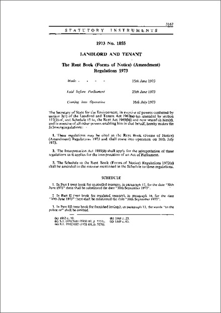 The Rent Book (Forms of Notice) (Amendment) Regulations 1973