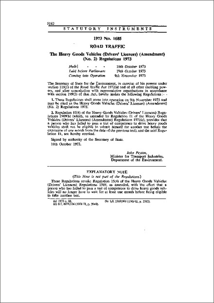 The Heavy Goods Vehicles (Drivers' Licences) (Amendment) (No. 2) Regulations 1973