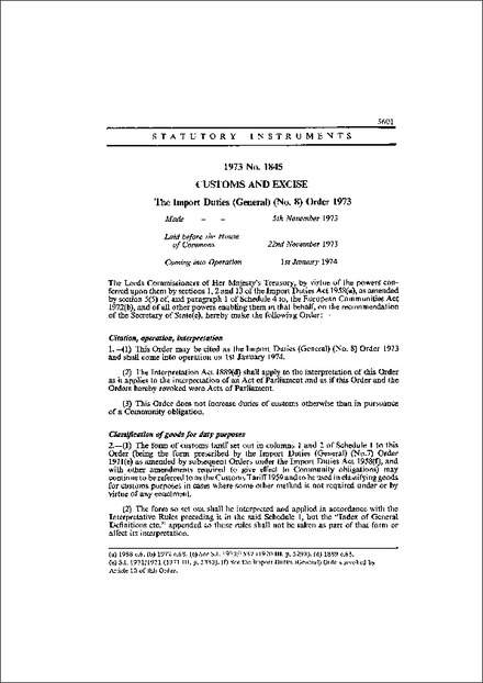 The Import Duties (General) (No. 8) Order 1973