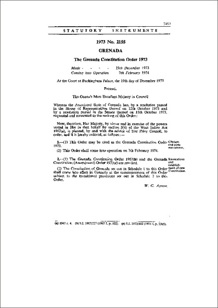 The Grenada Constitution Order 1973