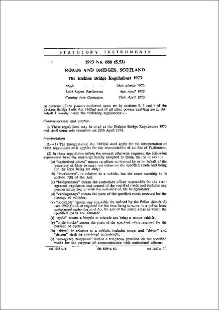 The Erskine Bridge Regulations 1973