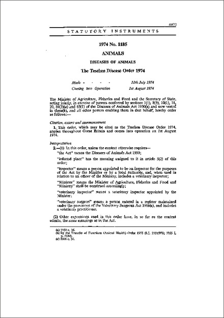 The Teschen Disease Order 1974