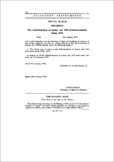 The Administration of Justice Act 1973 (Commencement) Order 1974