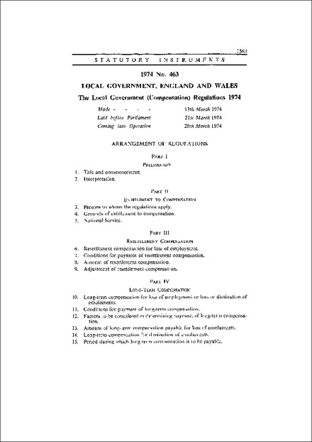 The Local Government (Compensation) Regulations 1974