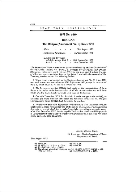 The Designs (Amendment No. 3) Rules 1975