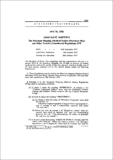 The Merchant Shipping (Medical Scales) (Merchant Ships and Other Vessels) (Amendment) Regulations 1975