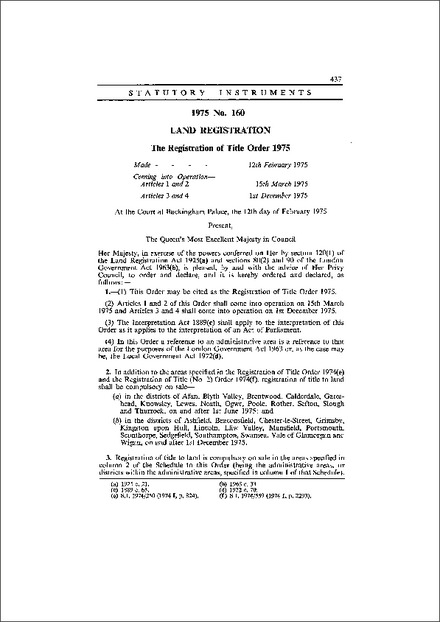 The Registration of Title Order 1975