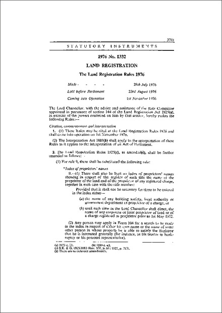 The Land Registration Rules 1976