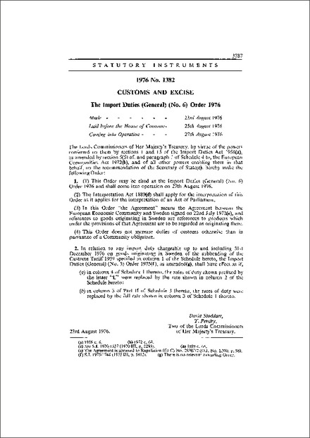 The Import Duties (General) (No. 6) Order 1976