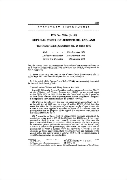 The Crown Court (Amendment No. 2) Rules 1976